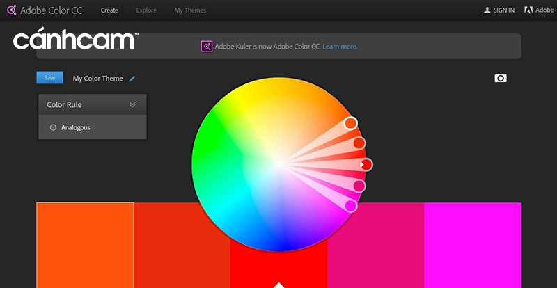 Trang web Adobe Colour CC